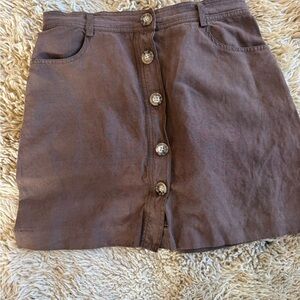 Vintage Y2K Linen-Silk Blend Button-Front Women's Skirt